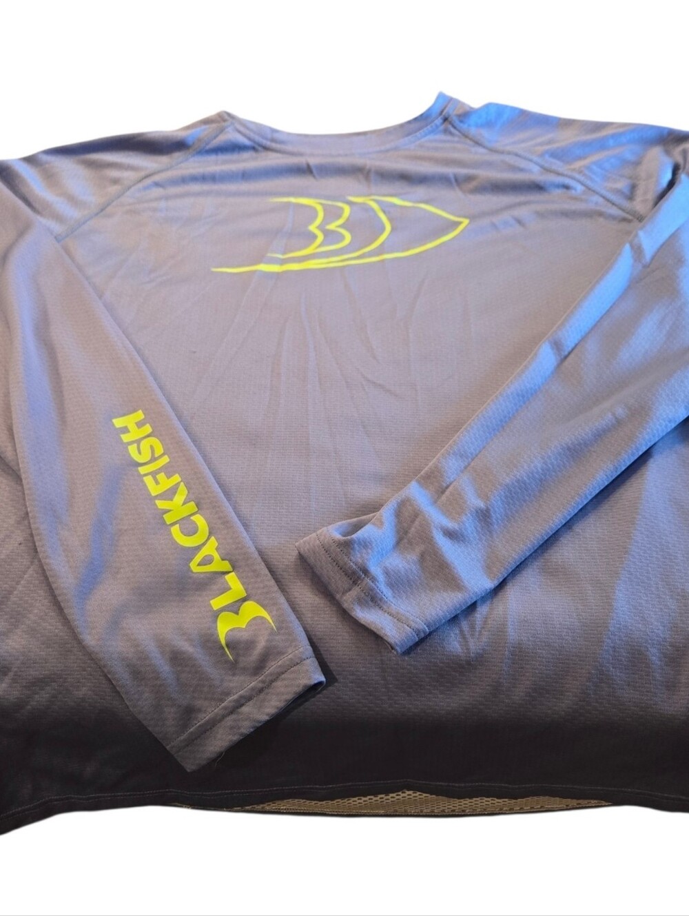 Blackfish Performance Shirt in Light Blue with Neon Yellow Logo Size Small